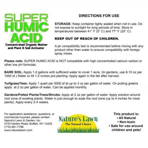 back label super humic acid for plants nature's lawn and garden