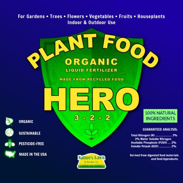 natures lawn and garden plant food hero liquid organic fertilizer label